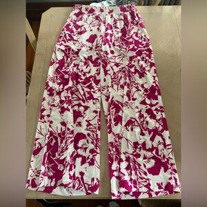 lululemon athletica White and Magenta Floral Palazzo Pants
